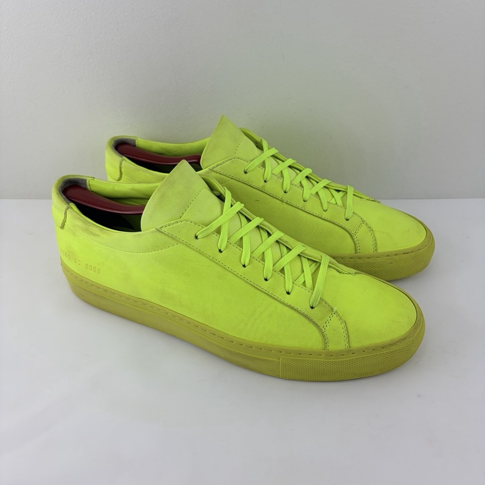 Common Projects Achilles Low Neon Yellow Suede Sneakers EU 43 Men Made Italy